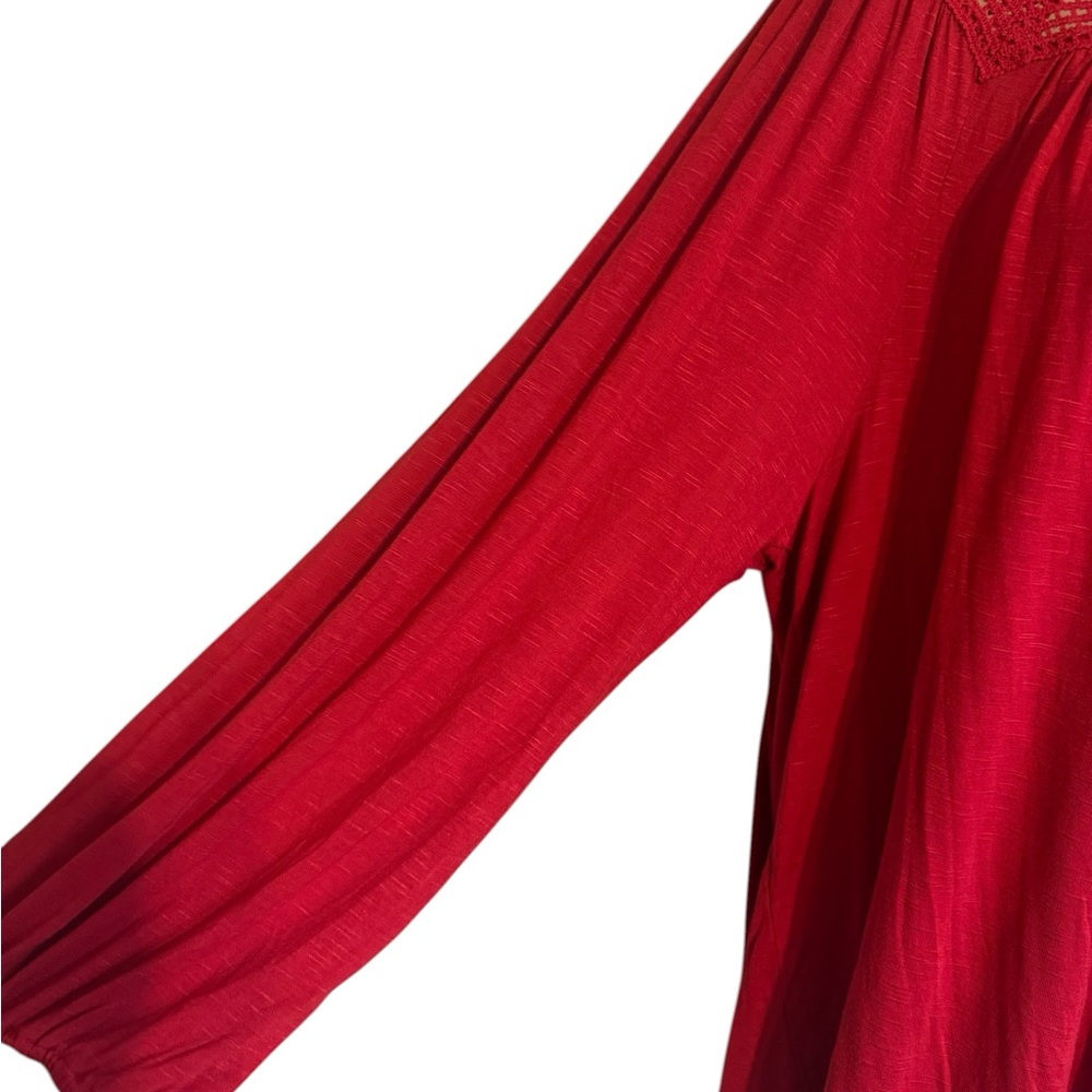 NWT  Old Navy Red Crochet Square-Neck Peasant Top   SIZE: 2X    #K - Picture 5 of 12